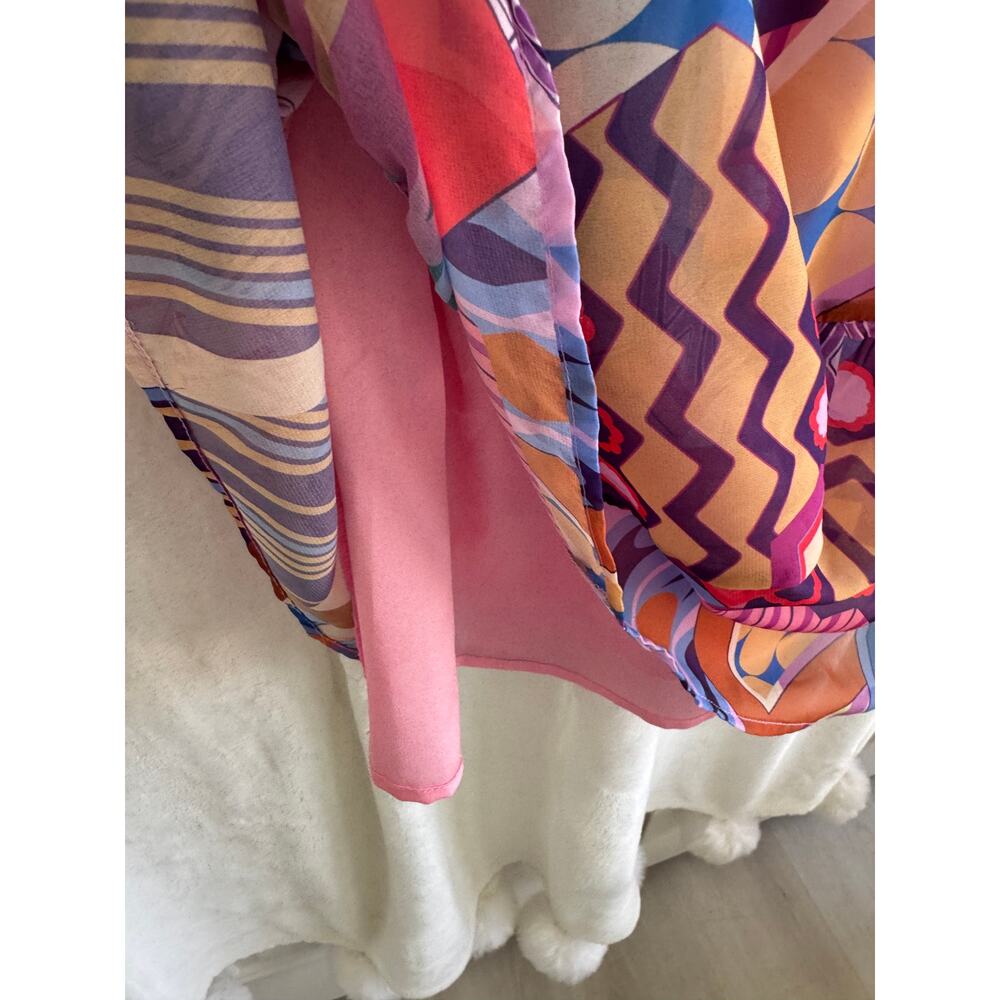 THML Anthropologie Abstract Short Sleeve Dress Small Tiered Skirt - Picture 6 of 9